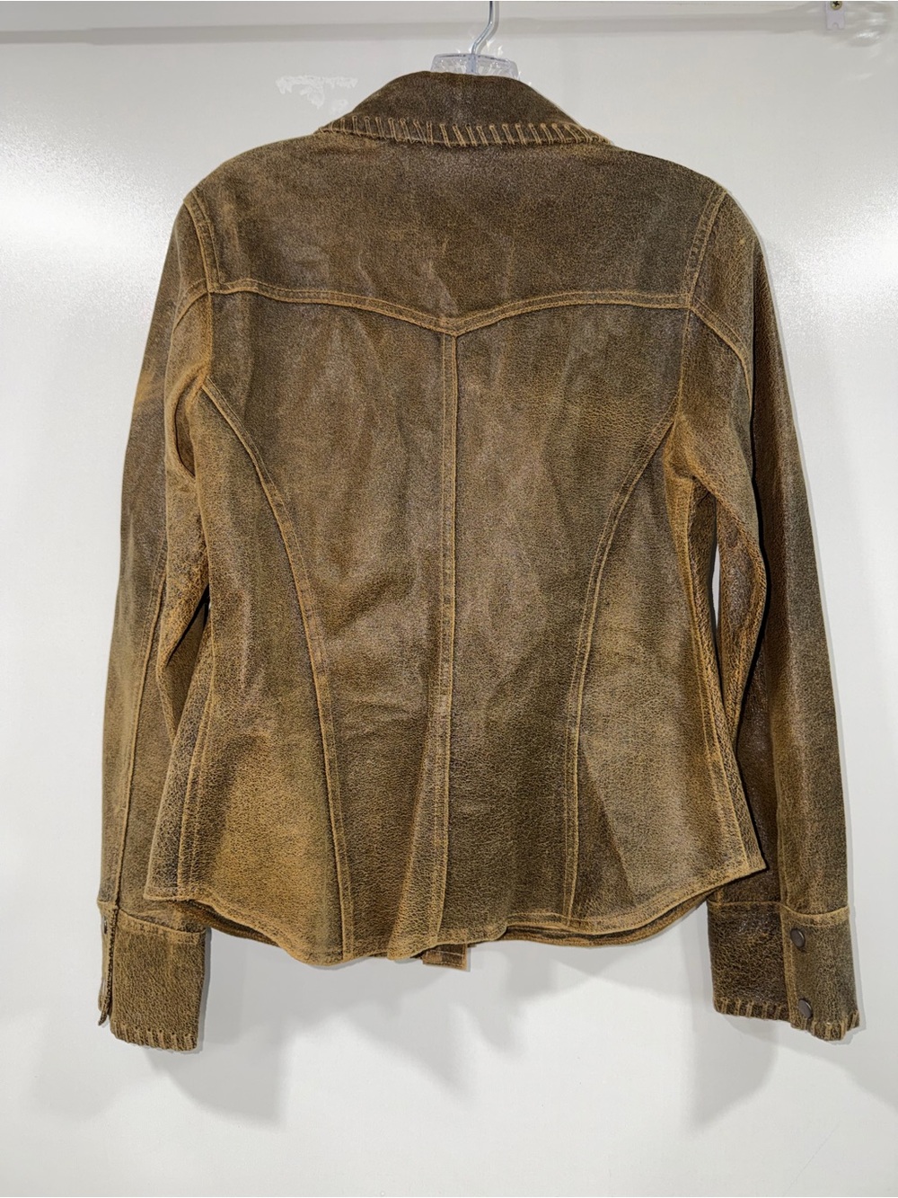 GUESS Crackled Leather Snap Shirt Jacket - Picture 4 of 7